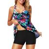imageYonique Two Piece Tankini Swimsuits for Women with Shorts Halter V Neck Bathing Suits Flowy Twist Front SwimwearColourful Flower
