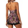 imageYonique Two Piece Tankini Swimsuits for Women with Shorts Halter V Neck Bathing Suits Flowy Twist Front SwimwearMandala