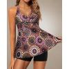 imageYonique Two Piece Tankini Swimsuits for Women with Shorts Halter V Neck Bathing Suits Flowy Twist Front SwimwearMandala