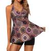 imageYonique Two Piece Tankini Swimsuits for Women with Shorts Halter V Neck Bathing Suits Flowy Twist Front SwimwearMandala