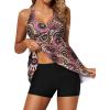 imageYonique Two Piece Tankini Swimsuits for Women with Shorts Halter V Neck Bathing Suits Flowy Twist Front SwimwearMandala