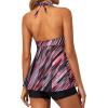 imageYonique Two Piece Tankini Swimsuits for Women with Shorts Halter V Neck Bathing Suits Flowy Twist Front SwimwearPink Stripe
