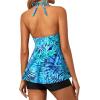 imageYonique Two Piece Tankini Swimsuits for Women with Shorts Halter V Neck Bathing Suits Flowy Twist Front SwimwearTropic Leaf