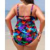 imageYonique Women Plus Size One Piece Swimsuits Tummy Control Bathing Suits Twist Front Ruched SwimwearColorful Leaves