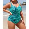 imageYonique Women Plus Size One Piece Swimsuits Tummy Control Bathing Suits Twist Front Ruched SwimwearGreen Paisley