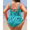 imageYonique Women Plus Size One Piece Swimsuits Tummy Control Bathing Suits Twist Front Ruched SwimwearGreen Paisley