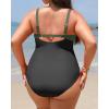 imageYonique Women Plus Size One Piece Swimsuits Tummy Control Bathing Suits Twist Front Ruched SwimwearOlive Green