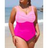 imageYonique Women Plus Size One Piece Swimsuits Tummy Control Bathing Suits Twist Front Ruched SwimwearPink01