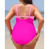 imageYonique Women Plus Size One Piece Swimsuits Tummy Control Bathing Suits Twist Front Ruched SwimwearPink01