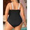 imageYonique Women Plus Size One Piece Swimsuits Tummy Control Bathing Suits Vintage SwimwearBlack and White