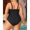 imageYonique Women Plus Size One Piece Swimsuits Tummy Control Bathing Suits Vintage SwimwearBlack01