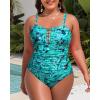 imageYonique Women Plus Size One Piece Swimsuits Tummy Control Bathing Suits Vintage SwimwearGreen Paisley