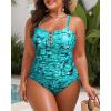 imageYonique Women Plus Size One Piece Swimsuits Tummy Control Bathing Suits Vintage SwimwearGreen Paisley