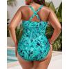 imageYonique Women Plus Size One Piece Swimsuits Tummy Control Bathing Suits Vintage SwimwearGreen Paisley