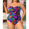 imageYonique Women Plus Size One Piece Swimsuits Tummy Control Bathing Suits Vintage SwimwearPurple Floral01