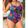imageYonique Women Plus Size One Piece Swimsuits Tummy Control Bathing Suits Vintage SwimwearPurple Floral01