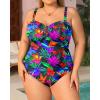 imageYonique Women Plus Size One Piece Swimsuits Tummy Control Bathing Suits Vintage SwimwearPurple Floral01