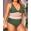 imageYonique Women Plus Size Two Piece Swimsuits High Waisted Bikini Set Tummy Control Bathing Suits Ruffle SwimwearArmy Green