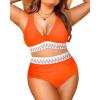 imageYonique Women Plus Size Two Piece Swimsuits High Waisted Bikini Set Tummy Control Bathing Suits Ruffle SwimwearOrange