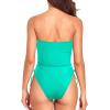 imageYonique Women Strapless One Piece Swimsuit Tummy Control Bandeau Bathing Suit Cheeky SwimwearAqua Green