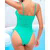 imageYonique Women Strapless One Piece Swimsuit Tummy Control Bandeau Bathing Suit Cheeky SwimwearAqua Green