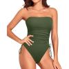 imageYonique Women Strapless One Piece Swimsuit Tummy Control Bandeau Bathing Suit Cheeky SwimwearArmy Green