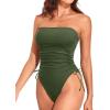 imageYonique Women Strapless One Piece Swimsuit Tummy Control Bandeau Bathing Suit Cheeky SwimwearArmy Green