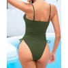 imageYonique Women Strapless One Piece Swimsuit Tummy Control Bandeau Bathing Suit Cheeky SwimwearArmy Green