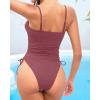 imageYonique Women Strapless One Piece Swimsuit Tummy Control Bandeau Bathing Suit Cheeky SwimwearBlush Red