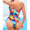imageYonique Women Strapless One Piece Swimsuit Tummy Control Bandeau Bathing Suit Cheeky SwimwearColor Block