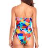 imageYonique Women Strapless One Piece Swimsuit Tummy Control Bandeau Bathing Suit Cheeky SwimwearColor Block