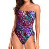 imageYonique Women Strapless One Piece Swimsuit Tummy Control Bandeau Bathing Suit Cheeky SwimwearColor Leopard