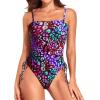 imageYonique Women Strapless One Piece Swimsuit Tummy Control Bandeau Bathing Suit Cheeky SwimwearColor Leopard