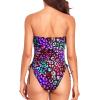 imageYonique Women Strapless One Piece Swimsuit Tummy Control Bandeau Bathing Suit Cheeky SwimwearColor Leopard