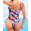 imageYonique Women Strapless One Piece Swimsuit Tummy Control Bandeau Bathing Suit Cheeky SwimwearColorful Leaves