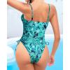 imageYonique Women Strapless One Piece Swimsuit Tummy Control Bandeau Bathing Suit Cheeky SwimwearGreen Paisley