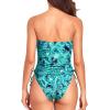 imageYonique Women Strapless One Piece Swimsuit Tummy Control Bandeau Bathing Suit Cheeky SwimwearGreen Paisley