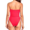 imageYonique Women Strapless One Piece Swimsuit Tummy Control Bandeau Bathing Suit Cheeky SwimwearHot Red
