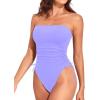 imageYonique Women Strapless One Piece Swimsuit Tummy Control Bandeau Bathing Suit Cheeky SwimwearLavender