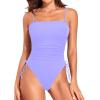 imageYonique Women Strapless One Piece Swimsuit Tummy Control Bandeau Bathing Suit Cheeky SwimwearLavender
