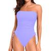 imageYonique Women Strapless One Piece Swimsuit Tummy Control Bandeau Bathing Suit Cheeky SwimwearLavender