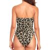 imageYonique Women Strapless One Piece Swimsuit Tummy Control Bandeau Bathing Suit Cheeky SwimwearLeopard