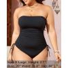 imageYonique Women Strapless One Piece Swimsuit Tummy Control Bandeau Bathing Suit Cheeky SwimwearPure Black