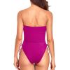 imageYonique Women Strapless One Piece Swimsuit Tummy Control Bandeau Bathing Suit Cheeky SwimwearPurple Pink