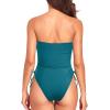 imageYonique Women Strapless One Piece Swimsuit Tummy Control Bandeau Bathing Suit Cheeky SwimwearTeal