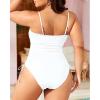 imageYonique Women Strapless One Piece Swimsuit Tummy Control Bandeau Bathing Suit Cheeky SwimwearWhite