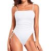 imageYonique Women Strapless One Piece Swimsuit Tummy Control Bandeau Bathing Suit Cheeky SwimwearWhite