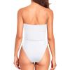 imageYonique Women Strapless One Piece Swimsuit Tummy Control Bandeau Bathing Suit Cheeky SwimwearWhite
