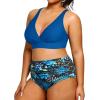 imageYonique Womens Plus Size Bikini High Waisted Swimsuits Two Piece Bathing Suits Tummy Control SwimwearBlue Floral