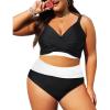 imageWomens Plus Size High Waisted Bikini  Two Piece Swimsuit Tummy Control Bathing Suit 2025 Twist SwimwearBlack and White